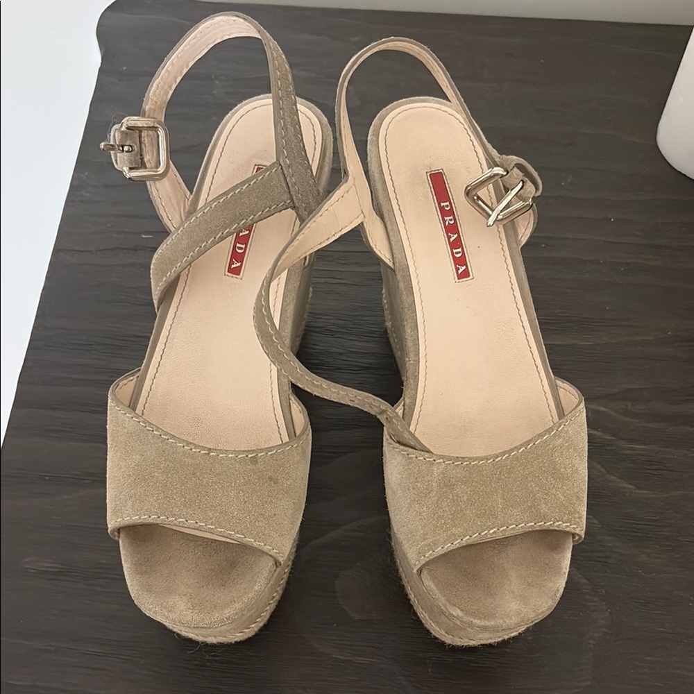 Prada Women's Tan Suede Sandals